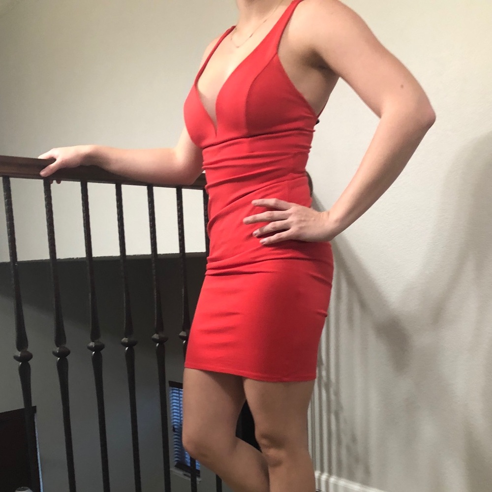 Red mini dress